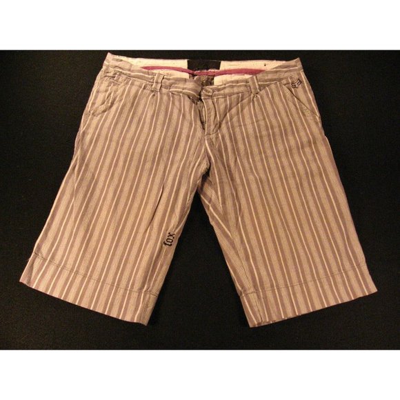 FOX GIRLS BERMUDA SHORTS Womens W 32 tag size 7 low rise RACING STRIPED - Picture 1 of 9